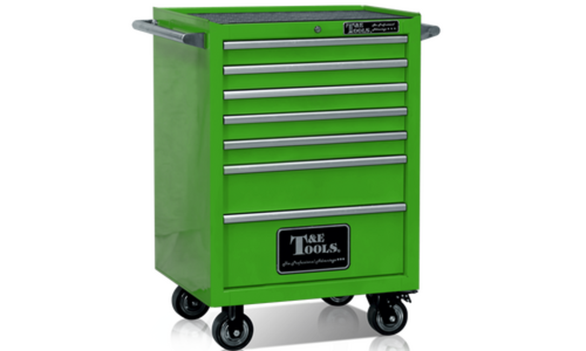 T&E 27" Godfather 7 Drawer Roller Cabinet - Green
