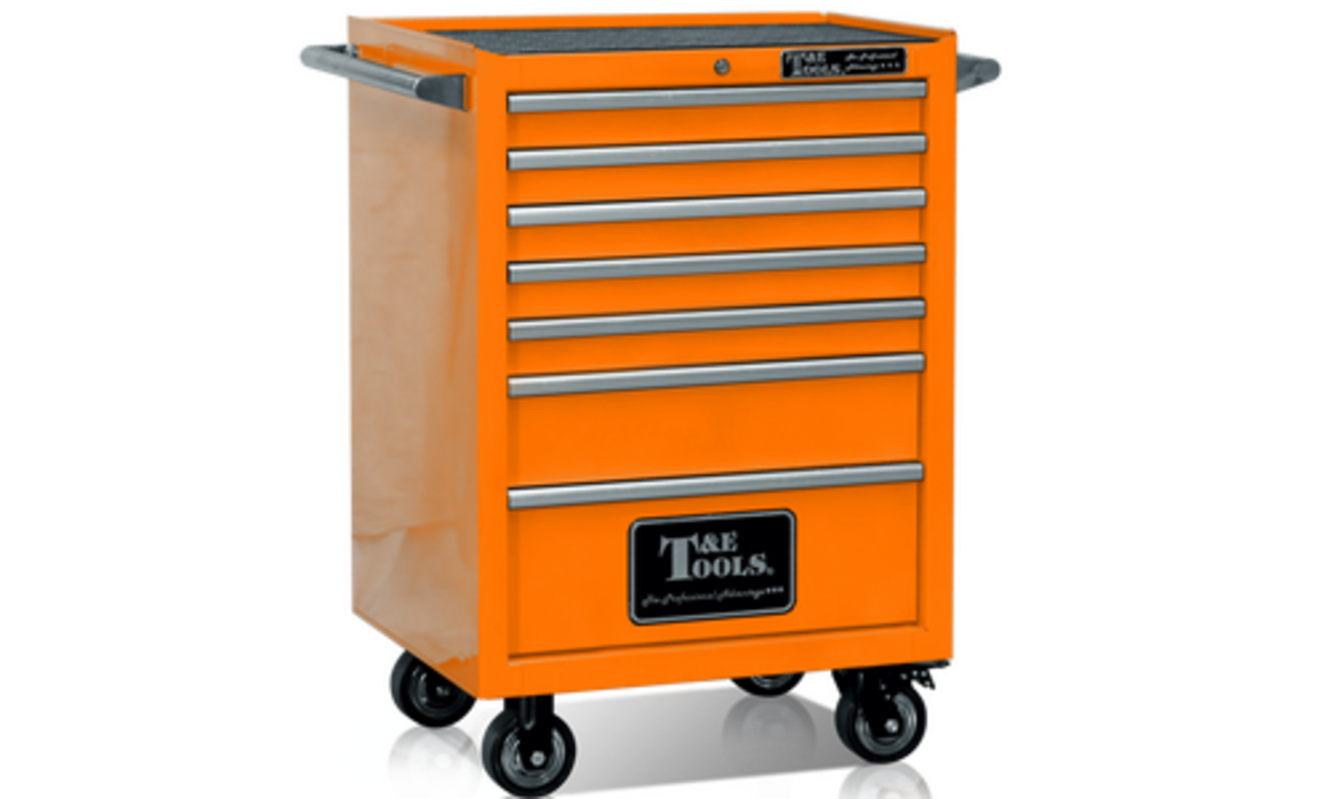 T&E 27" Godfather 7 Drawer Roller Cabinet - Orange