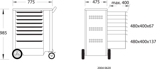 Gedore Tool trolley with tool assortment 207 pieces. 1500 ES-02-2004