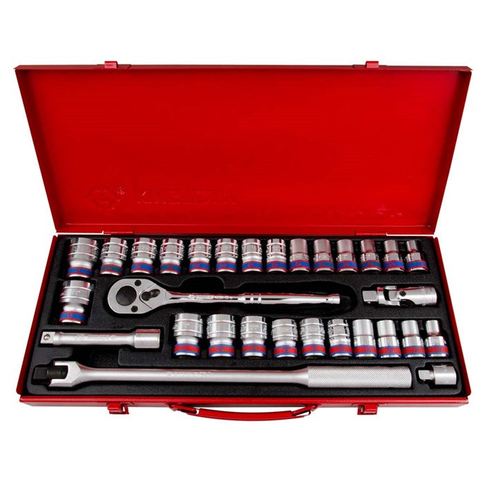 King Tony KT4030CR – 30-Piece 1/2″ Drive 12-Point Socket Wrench Set (10-30mm | 7/16″ – 1″)