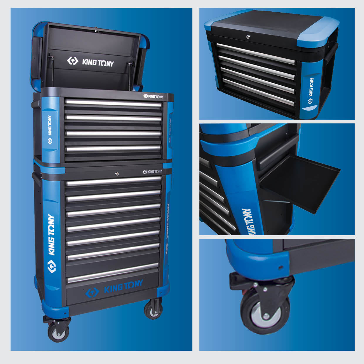 King Tony 278-Piece Tool Set – 4-Drawer Box & 7-Drawer Roll Cabinet (Blue Series)