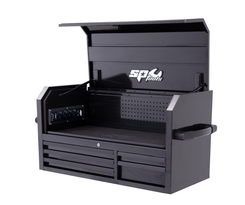 Sumo Series Power Hutch Top Box, 5 Drawer (Black/Black)