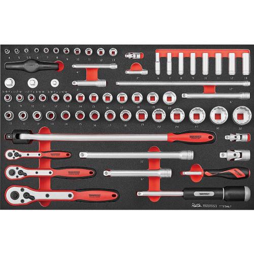 Teng 67pc 1/4in, 3/8in & 1/2in Drive Metric Socket Set
