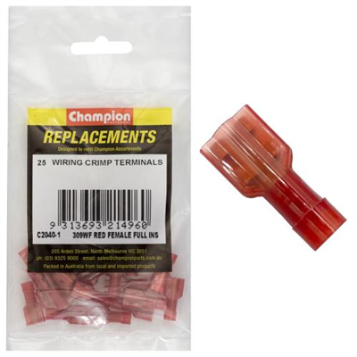 Champion Crimp Terminals Blade Female Fully Insulated 6.3mm