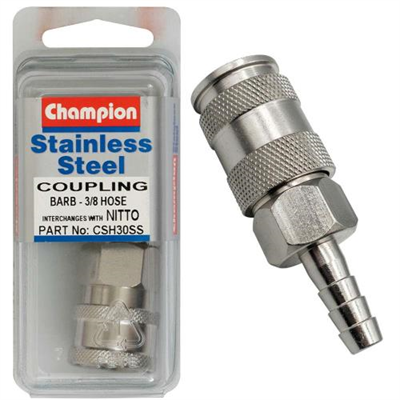 Champion 3/8in Hose Barb Coupling Nitto Interchange -304/A2