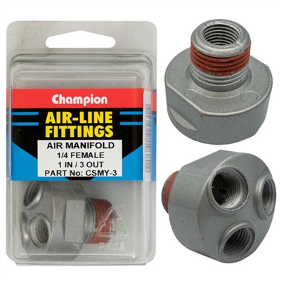 Champion 1/4in Universal Air Line Manifold 1-in-3-Out Female