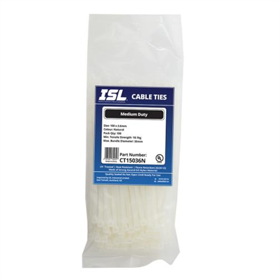 ISL 150 x 3.6mm Nylon Cable Tie - Nat. - 100pk