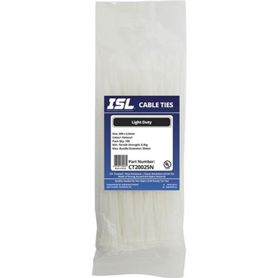 ISL 200 x 2.5mm Nylon Cable Tie - Nat. - 100pk