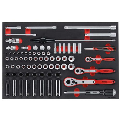 Teng 77pc 1/4,3/8 & 1/2in Dr. Metric Skt & Acc Set (EVA)