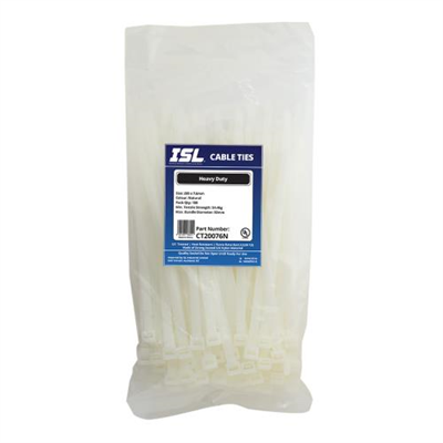 ISL 200 x 7.6mm Nylon Cable Tie - Nat. - 100pk
