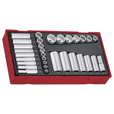 Teng 32pc 1/4 & 3/8in Dr. Reg/Deep AF Skt Set (12-pt) - TC-T