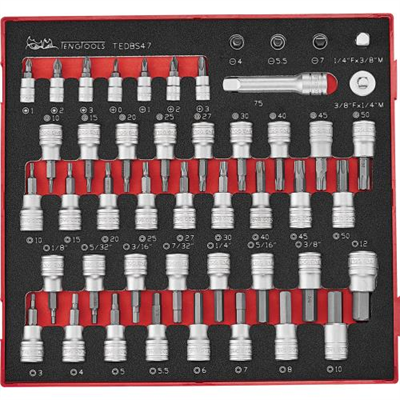 Teng 47pc 1/4in & 3/8in Bit Socket Set EVA2