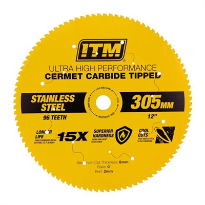 ITM 305mm SS Metal Cutting Blade Cermet Carbide Tipped 96T