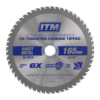 ITM 165mm Sheet Metal Cutting Blade Cermet CarbideTipped 56T