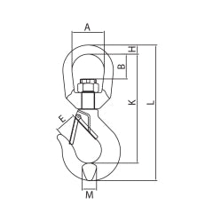 ITM G80 Eye Swivel Hook w/ Safety Latch-7-8mm Chain
