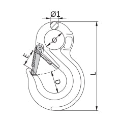ITM G80 Components Eye Sling Hook w/ Safety Latch 13mm Chain