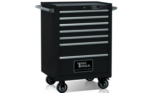 T&E 27" Godfather 7 Drawer Roller Cabinet - Black