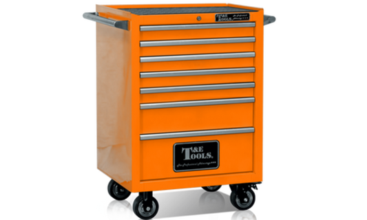 T&E 27" Godfather 7 Drawer Roller Cabinet - Orange