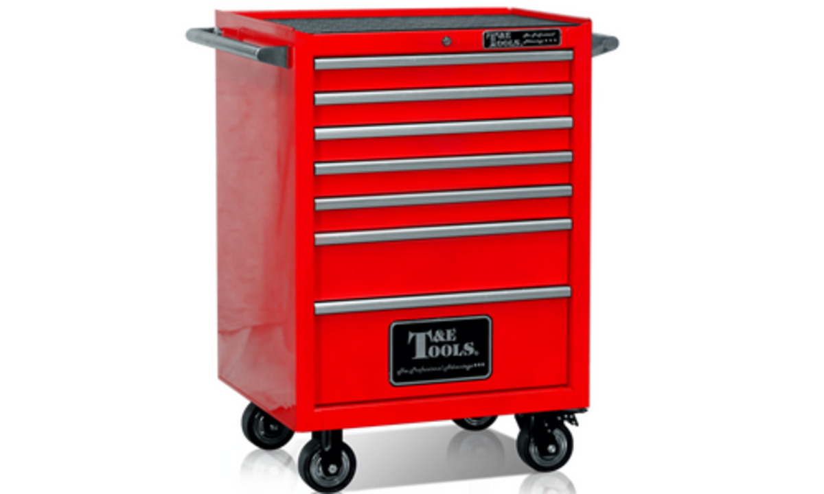 T&E 27" Godfather 7 Drawer Roller Cabinet - Red