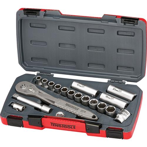 Teng 18pc 1/2in Dr. 4430 Stainless Metric Socket Set**