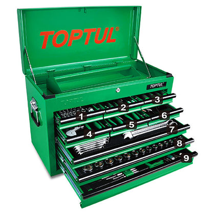 Toptul Professional Mechanical Tool Set 186 Piece C/w 9 Draw Tool Chest Toptul GCBZ186A