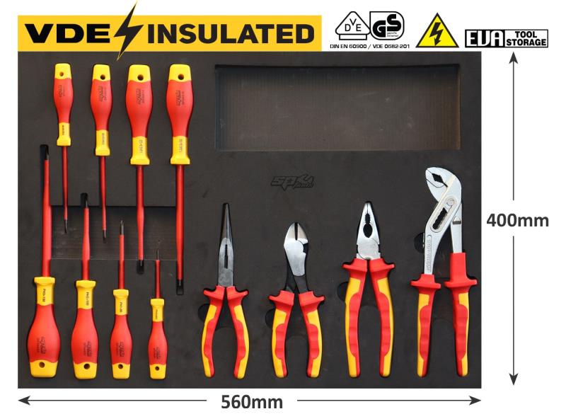 VDE Insulated Scewdriver & Pliers Set in Foam Tray, 12 Piece