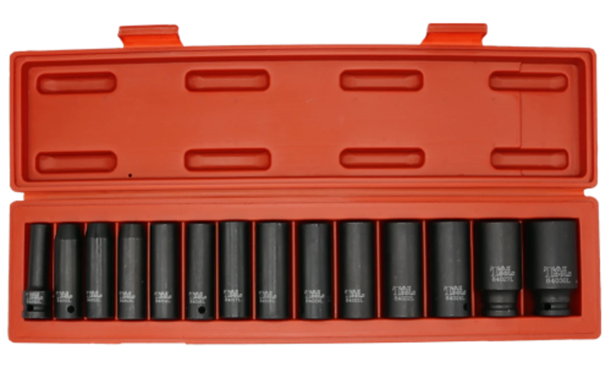 T&E 1/2" Dr. Metric Deep Impact Socket Set (6p), 14 Piece