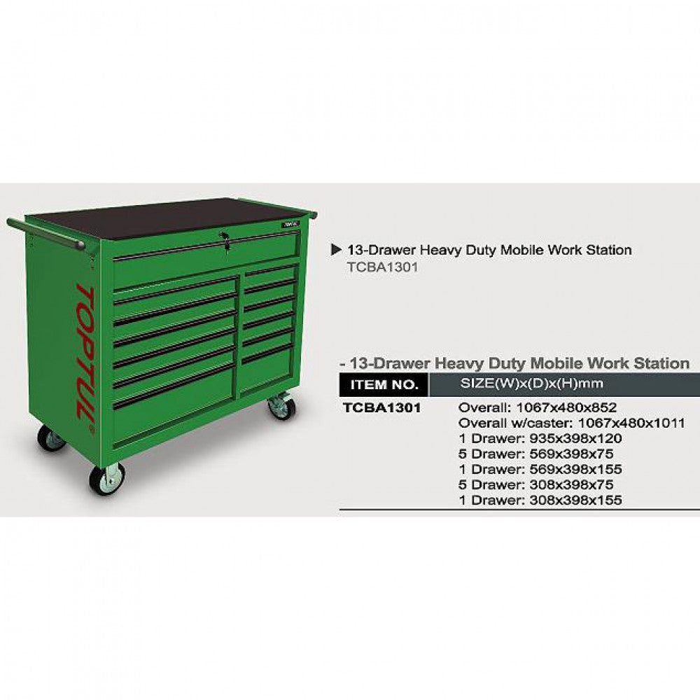 Toptul tool Cabinet 13 Drawer Mobile 1067x480x852mm Toptul TCBA1301