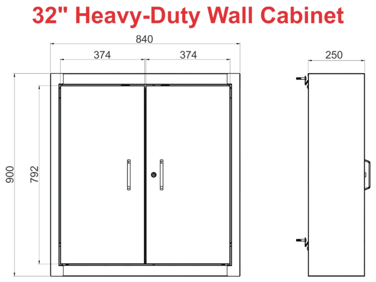 T&E 32" Wall Cabinet w/ Ball Bearing Drawer (Red)