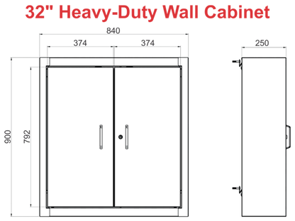 T&E 32" Wall Cabinet w/ Ball Bearing Drawer (Red)