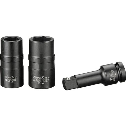 Teng 3pc 1/2in Dr. Wheel Nut Skt Set 17x19&21x22mm
