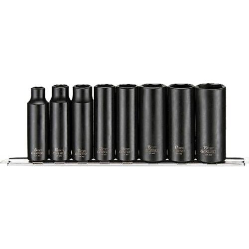 Teng 8pc 3/8in Dr. Deep Impact Skt Set 8-19mm