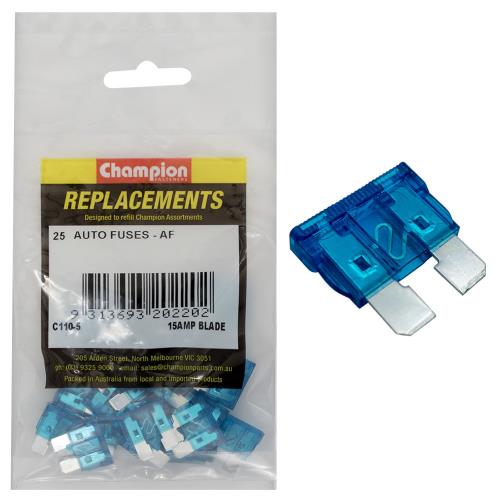 Champion AF 15Amp Standard Blade Fuse (Blue) -25pk