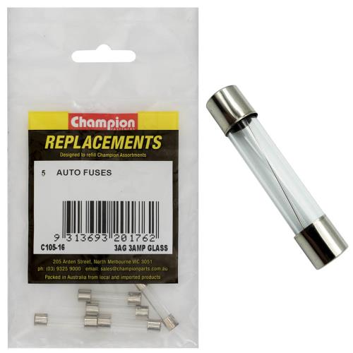 Champion 3Ag 3 Amp Glass Fuse -5pk