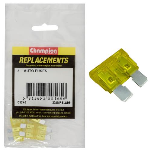 Champion AF 20Amp Standard Blade Fuse -5pk