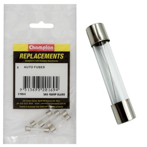 Champion 3Ag 10 Amp Glass Fuse -5pk