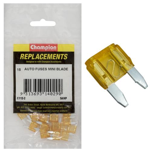 Champion 5Amp Mini Blade Fuse (Tan) -15pk