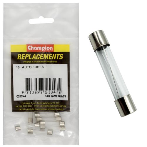Champion 3Ag 2Amp Glass Fuse -10pk