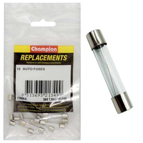 Champion 3Ag 7.5Amp Glass Fuse -10pk