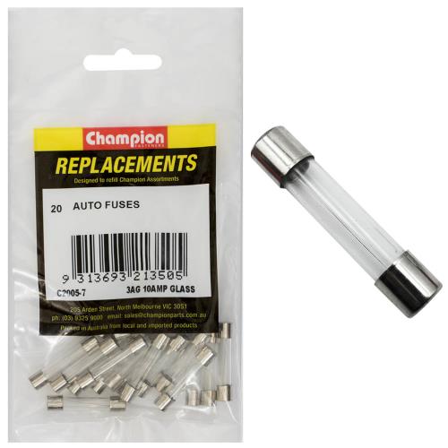 Champion 3Ag 10Amp Glass Fuse -20pk