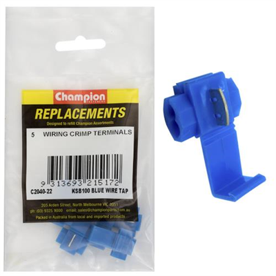 Champion Self Stripping Wire Taps Blue - 5pk