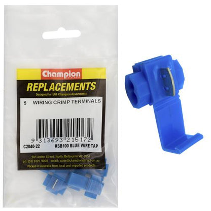 Champion Self Stripping Wire Taps Blue - 5pk
