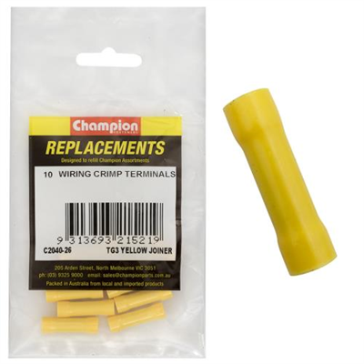 Champion Crimp Terninal Butt Splice Yellow - 10pk