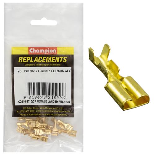 Champion Crimp Terminals Female Lanced Push On - 20pk