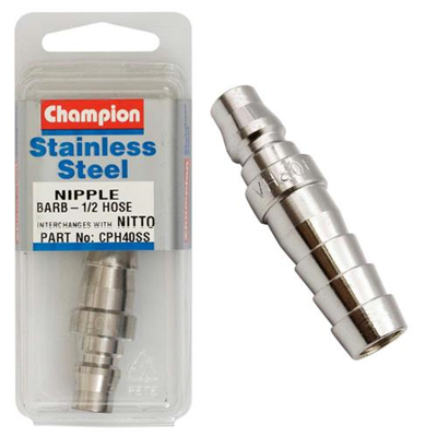 Champion 1/2in Hose Barb Nipple Nitto Interchange  -304/A2