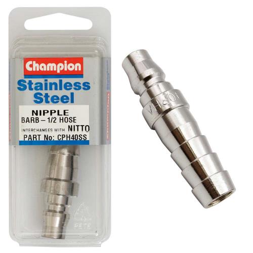 Champion 1/2in Hose Barb Nipple Nitto Interchange  -304/A2