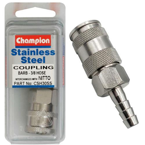 Champion 3/8in Hose Barb Coupling Nitto Interchange  -304/A2