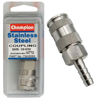 Champion 3/8in Hose Barb Coupling Nitto Interchange  -304/A2