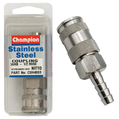 Champion 1/2in Hose Barb Coupling Nitto Interchange  -304/A2
