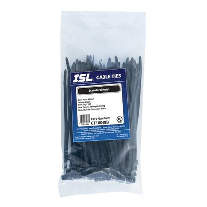 ISL 160 x 4.8mm UV Nylon Cable Tie - Blk. - 100pk